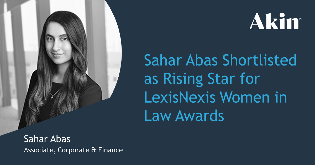 Sahar Abas Shortlisted for LexisNexis Middle East Rising Star Award