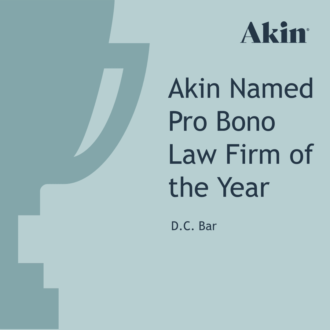 Akin Named Pro Bono Law Firm of the Year by D.C. Bar Akin Gump